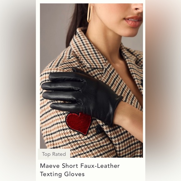 Anthropologie Maeve short faux- leather texting gloves - Picture 10 of 14